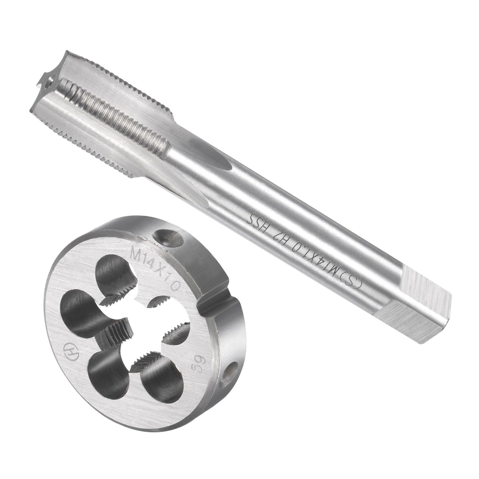CoCud Tap and Die Set, M14 x 1 Thread, Metric High-Speed Steel Machine Screw Tap & Round Die Tool Kit - (Applications: for Threading Tapping Repairing), 1-Set