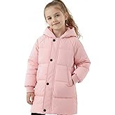 PATPAT Girls Puffer Jacket Size 4-8 Years Hooded Heavyweight Padded Winter Coat Medium Length Quilted Outwear for Little Kids