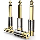 MOSWAG RCA to 1/4 Inch Adapter 4 Pack, 6.35mm Quarter Inch TS Mono Male to RCA Female Jack Plug, Gold-Plated Guitar Connector