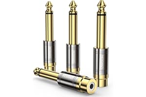 MOSWAG RCA to 1/4 Inch Adapter 4 Pack, 6.35mm Quarter Inch TS Mono Male to RCA Female Jack Plug, Gold-Plated Guitar Connector