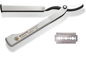 DOVO Silver Shavette Satin Finish Straight Razor Set, Black