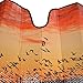 Double Bubble Auto Sun Shade for Car SUV Truck - Silhouette Flock of Birds at Sunset - Jumbo Folding Accordion