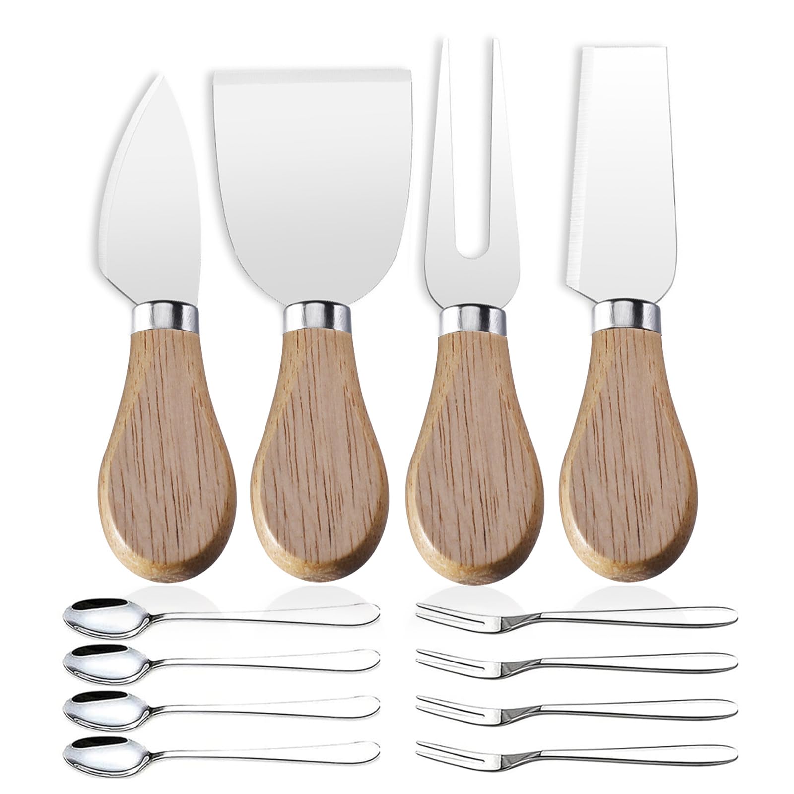 Photo 1 of ***THERE ARE NO SPOONS*****Linwnil Mini Cheese Knife Set with wood Handle - Stainless Steel Charcuterie Knife Set with 4 Fruit Forks & 4 Small Spoons - Compact Cheese Cutter Set for Charcuterie Boards