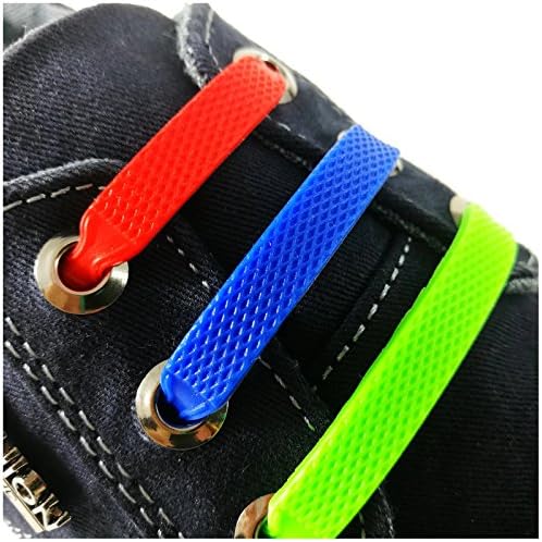 Dinso Shoelaces for Sneakers elastic no tie silicone shoelaces flat Black White Colors Kids Adults (Multi-Colors)