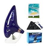 Zelda Ocarina 12 Holes Alto C Tone with Song Book (Songs From the Legend of Zelda) Ocarinas is a Great Christmas Gift for Festival Gift - Tiny Ocarina Instrument with Display Stand Protective Bag