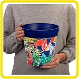 Hum Flowerpots 22cm Set of 3 Indoor Outdoor Plastic Plant Pots Blue Leaves view 3