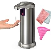 Infrared Automatic Soap Dispenser, Stainless Steel Handfree Touchless Soap Dispenser Sensor Dispenser for Bathroom Kitchen Hotel Restaurant. 4 AAA Batteries (NOT Included)