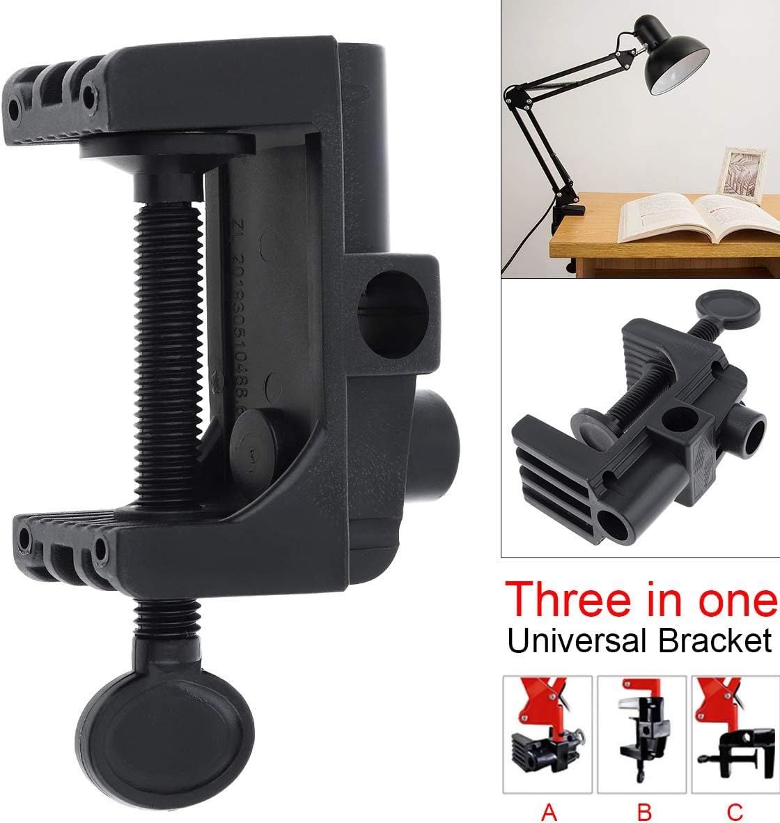 OriGlam Desk Mount Clamp, Multi-Function Clamp for Mount Stands Sturdy C-clamp for Cameras Lights, Hooks, Black / Black - Image 4