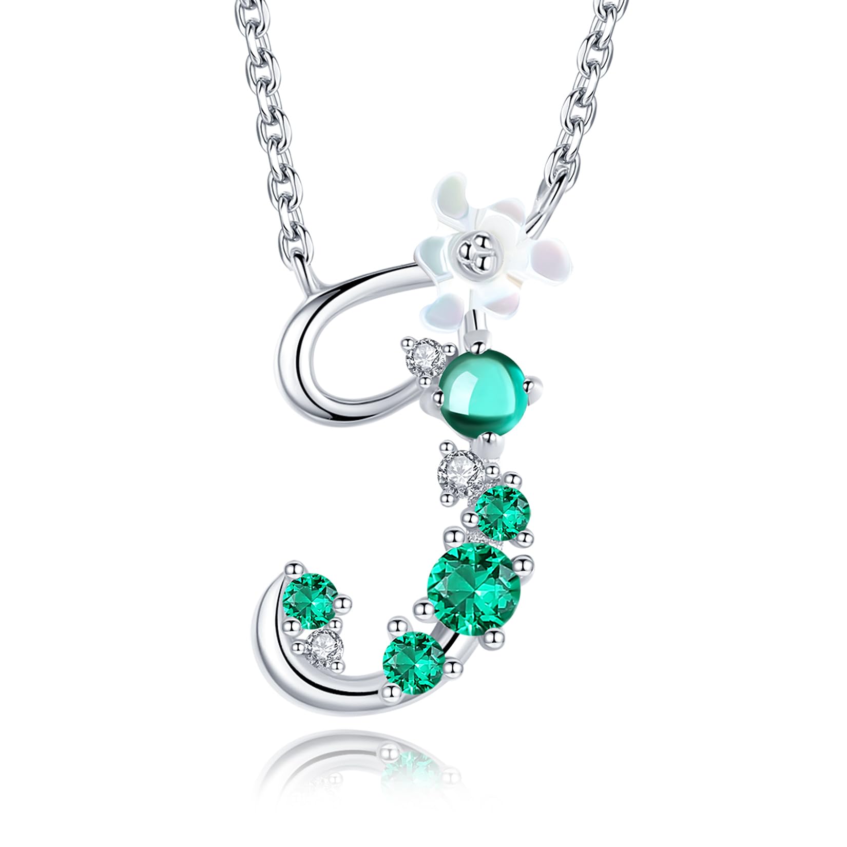 VIKI LYNN Letter J Initial Necklace 925 Sterling Silver Cubic Zirconia Personalised Alphabet Charm Pendant Necklace for Girls