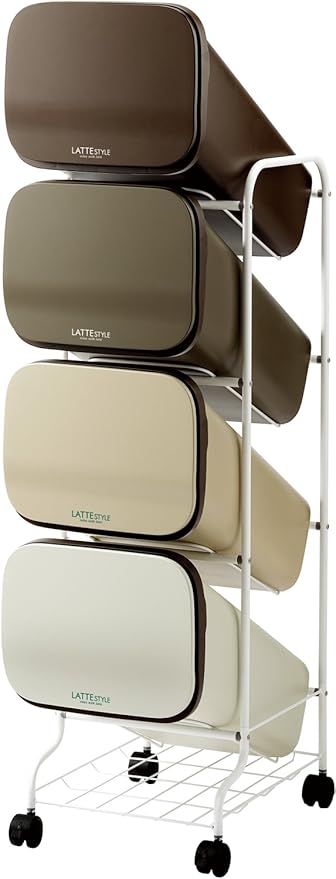 Amazon リス 分別 ゴミ箱 スタンドダストボックス ミックス 19l 4段 ラテスタイル 4p フタ付きゴミ箱 オンライン通販