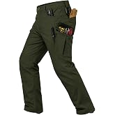 Men's Tactical Cargo Pants Stretch Ripstop Hiking Work Pants with 9 Pockets | Water-resistant quick-dry, elastic waist, articulated knees, gusseted crotch, reinforced seams, triangular gear ring for EDC