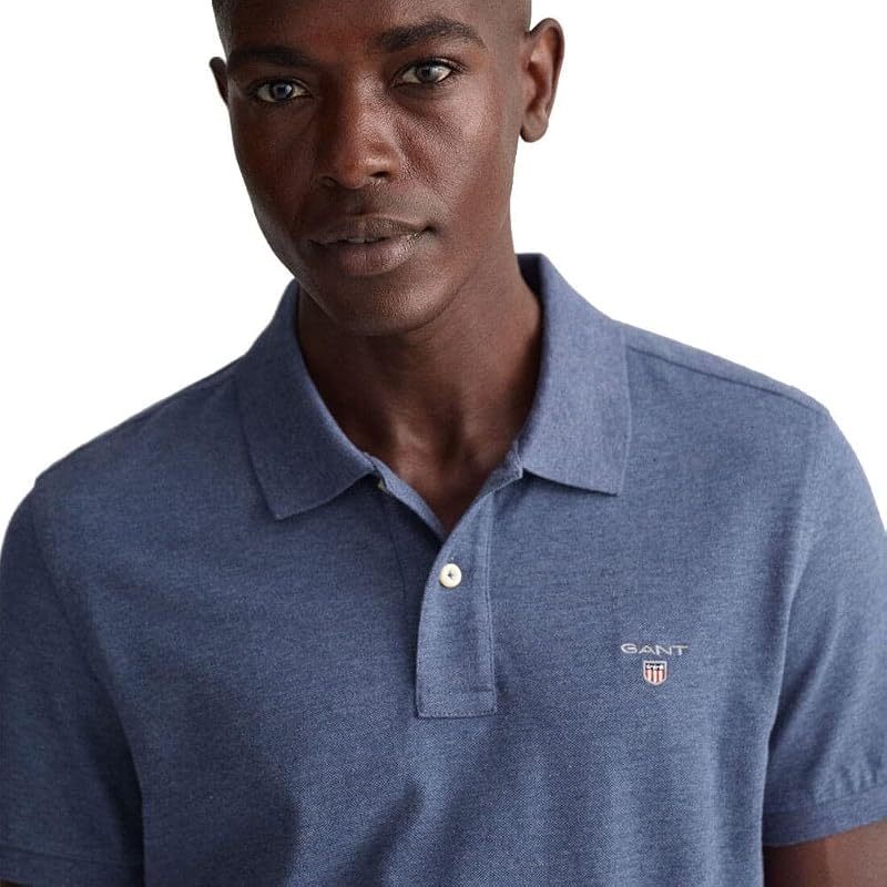 Reg Shield SS Piqué Polo para homens, Dark Jeansblue Melange., XL