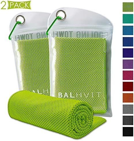 Balhvit [2 Pack] Instant Relief Cooling Towel, Ice Towel, Microfiber Towel, Use as Chilly Neck Headband Bandana Scarf, Cool Cold Towels for Yoga Beach Travel Sports Running Camping