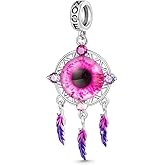 GNOCE Halloween Devil Eyes Dream Catcher Pendant Charm Sterling Silver Dangle Halloween Charm Fit Bracelet/Necklace for Women Wife/Jewelry Gift