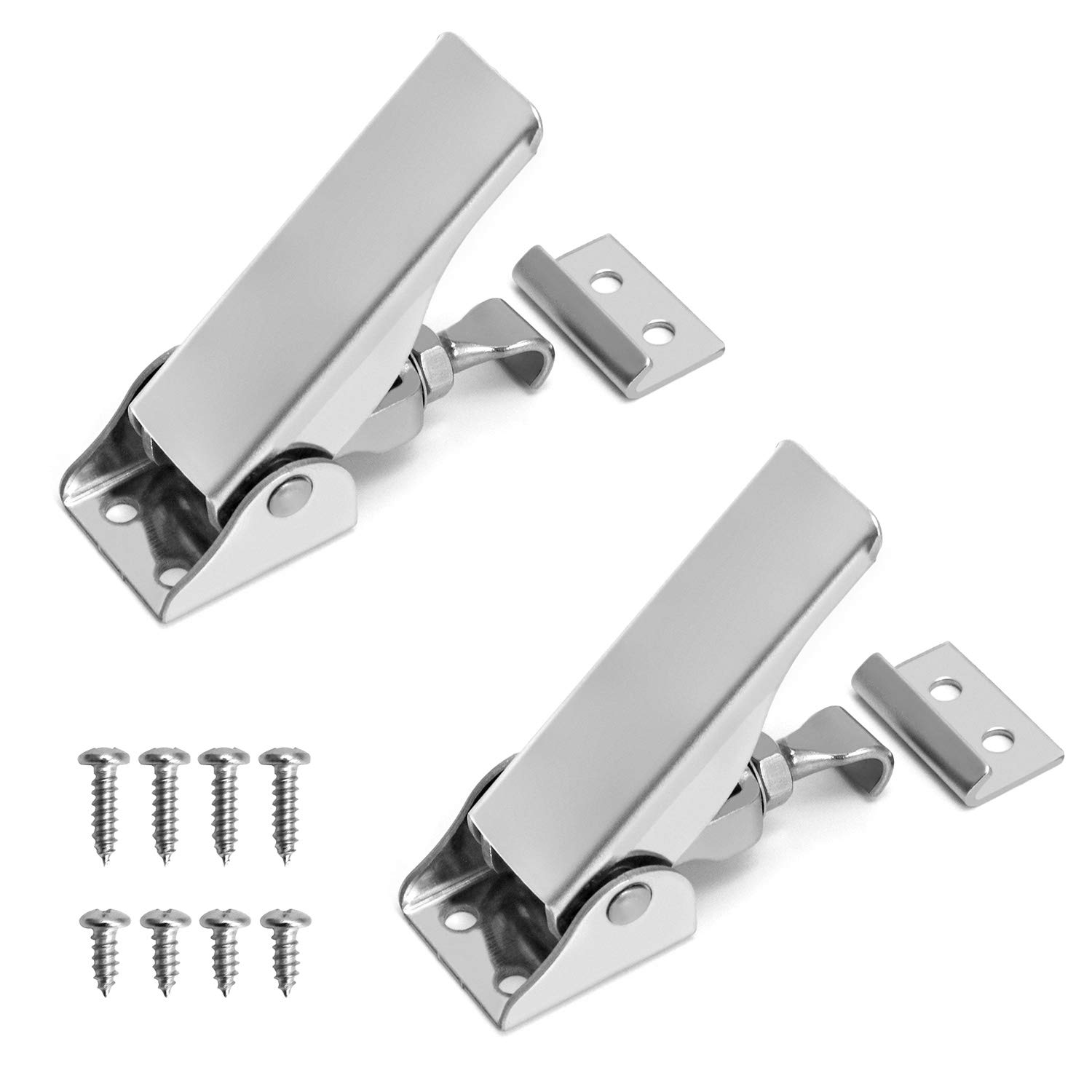 QWORK® 2 Pcs Heavy Toggle Latch Catch Clamp Adjustable Cabinet Boxes Metal Toggle Clamp Toggle Clamp, Stainless Steel Quick Release Tool