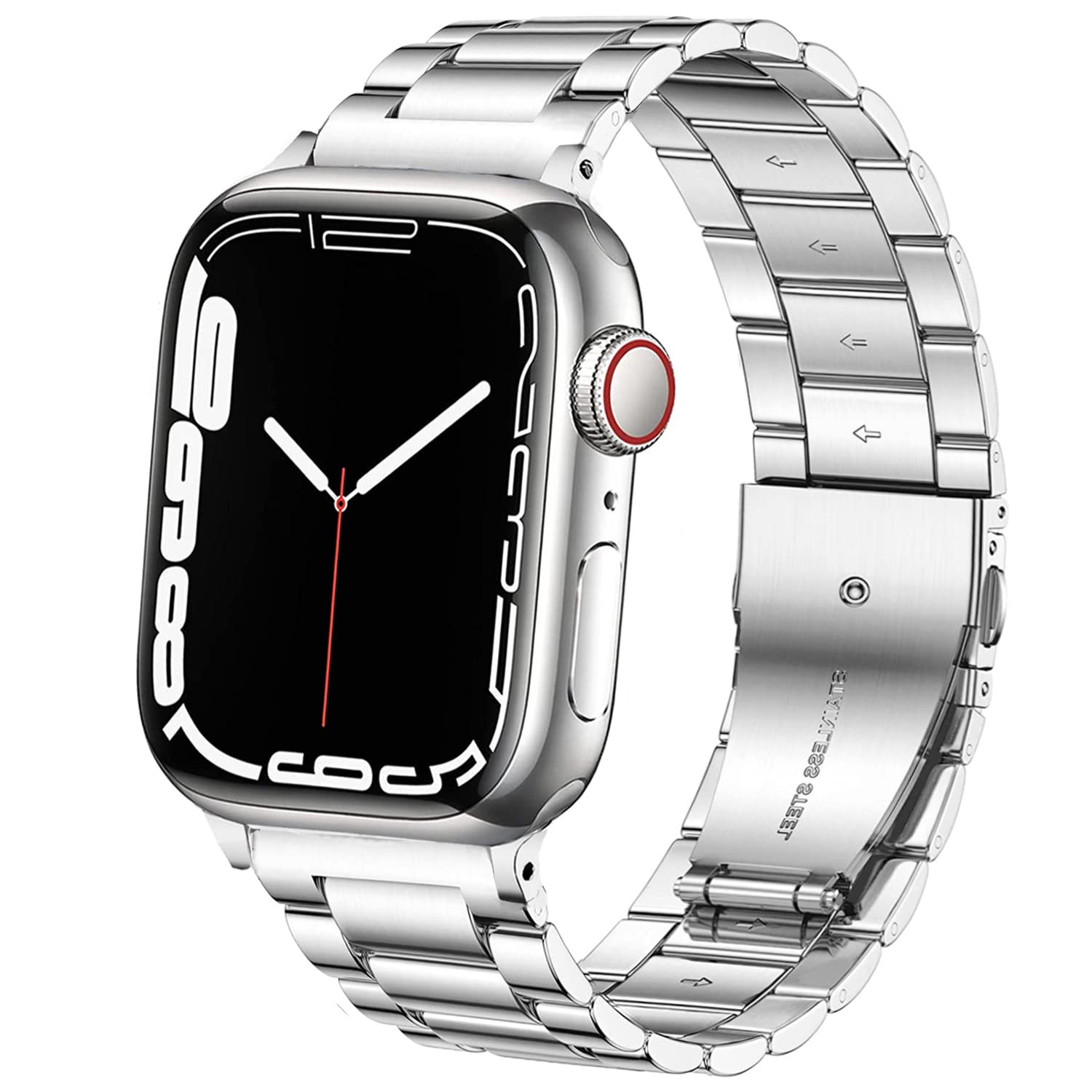 DEALELE Strap Compatible with iWatch 38mm 40mm 41mm 42mm, Solid Stainless Steel Metal Replacement Bands for Apple Watch Series 10/9 / 8/7 / 6/5 / 4/3 / SE Women Men, Silver