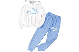SOLY HUX Girl's Letter Print Drop Shoulder Hoodie Sweatshirt and Jogger Sweatpants 2 Piece Outfit