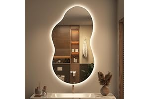 SMIROR Irregular Backlit Bathroom Mirror with Lights 20 x 36, Asymmetrical Cloud Led Lighted Vanity Mirror for Wall, Anit-Fog, Dimmable, Memory Function (Horizontal/Vertical)