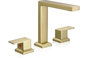 HEYMYTAP High Flow Gold Bathtub Faucet, Brass Bath Tub Faucet Set 3 Hole Roman Tub Faucets Deck Mounted Bathtub Faucet Set 2 Handle 1/2" NPT Female Cartridge Spout Reach 5.3inch