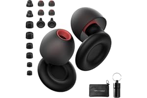 FUNSOUND Ear Plugs for Sleeping Noise Reduction Reuseable, Concerts, Focus, Travel, Work, High Fidelity– 7 Pair Eartips – Flexible Soft-Touch – NRR of 24 and 27 dB Noise Cancelling Black Red,1 Count(Pack of 1)