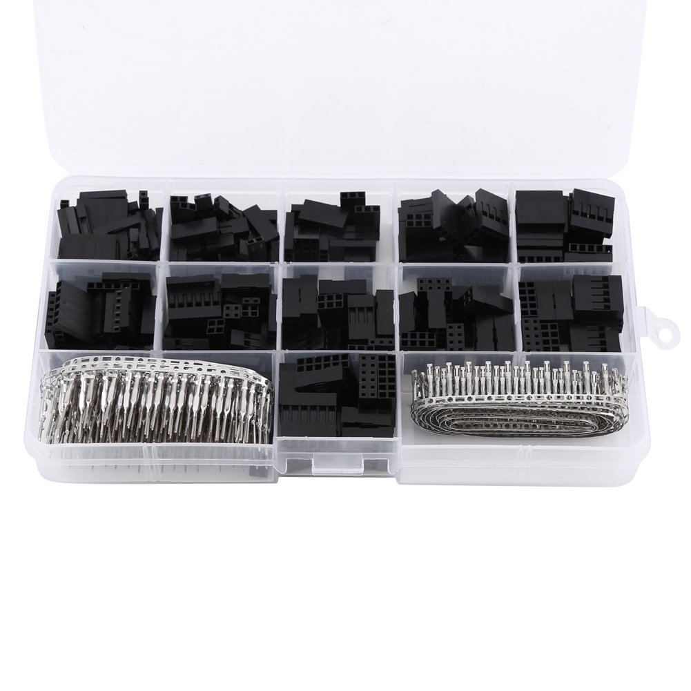 620pcs Jumper Wire Cable Pin Header Connector Housing Kit Male/Female Crimp Pins Black Crimp Terminal Connector