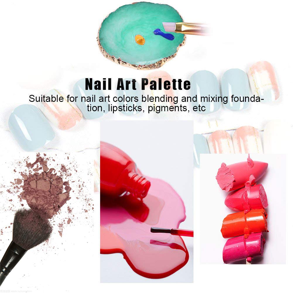 Resin Nail Art Palette, Kalolary Nail Art Cosmetic Mixing Palette Color Mixing Pigment Plate Polish Pigment Holder Drawing Plate Nail Art Painting Gel Palette Manicure Tool (Green) : Beauty