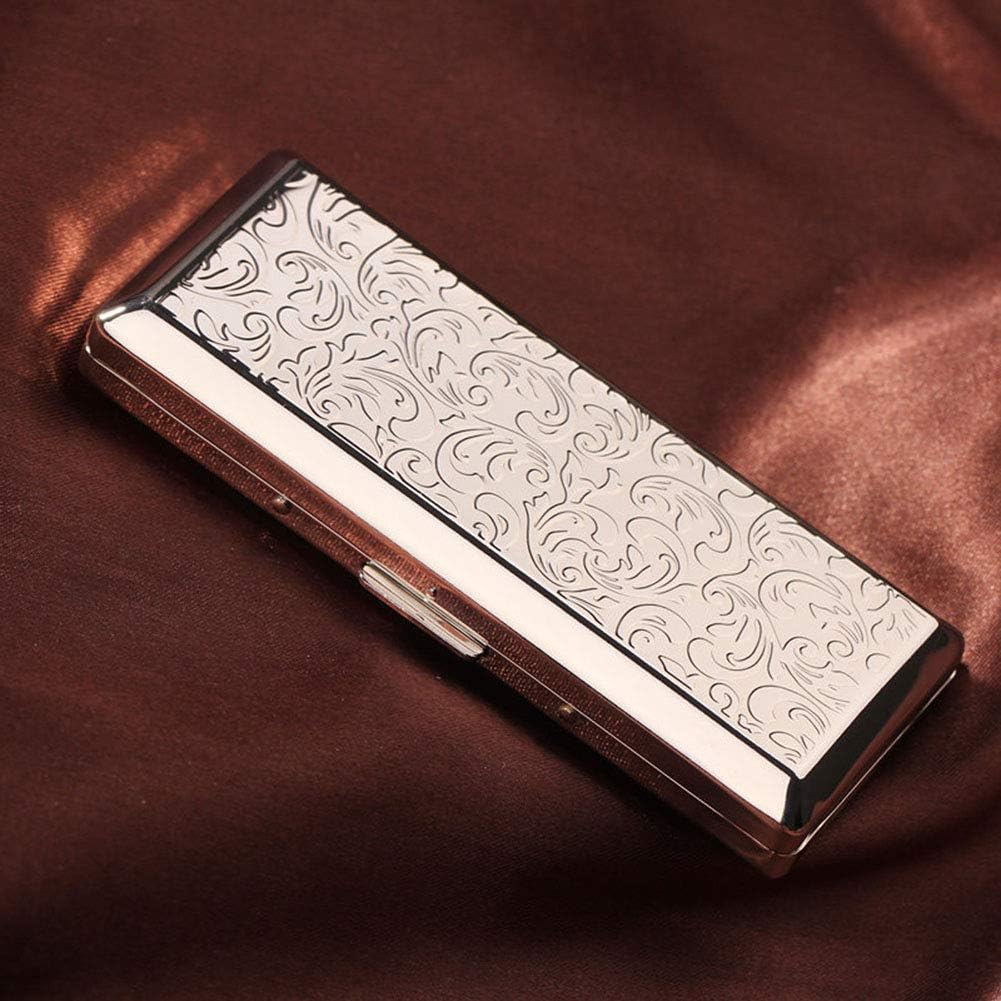 NACHENStainless Steel Cigarette Case And Men And Women Lengthen Portable Ultra Thin Cigarettes Box,Silver,108X46X20MM