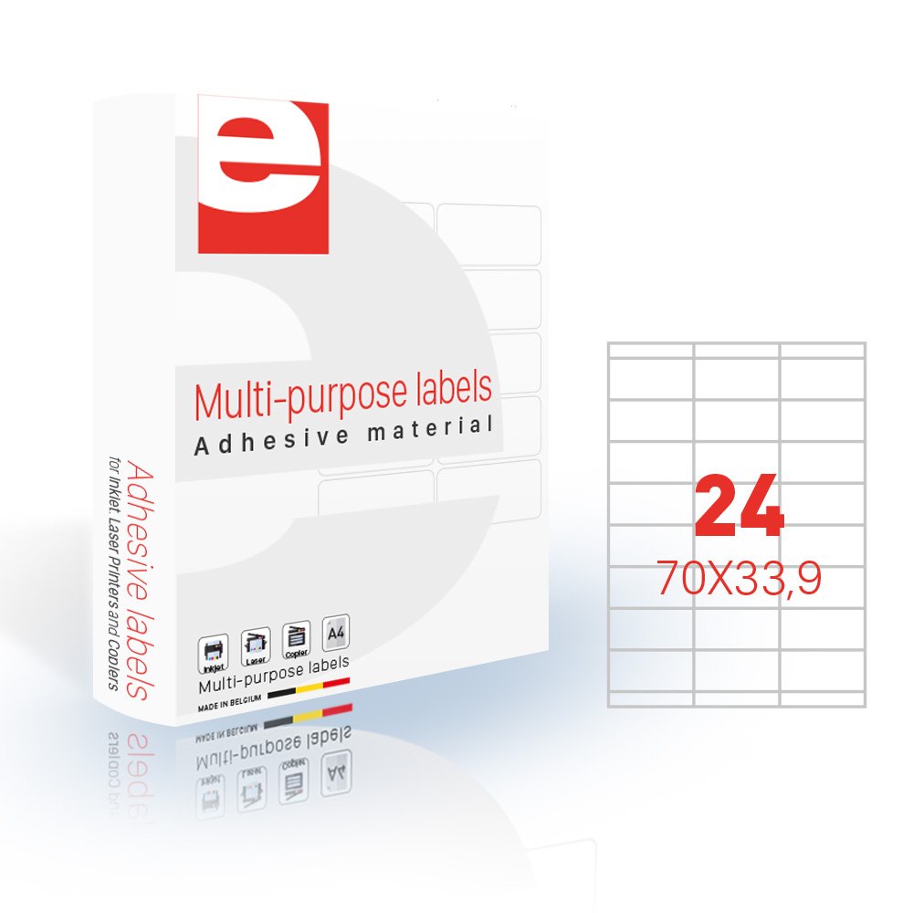 etilaser 30900007 Pack of 24 Labels 70 x 33.9 mm 200 Standard A4 Sheets/Box