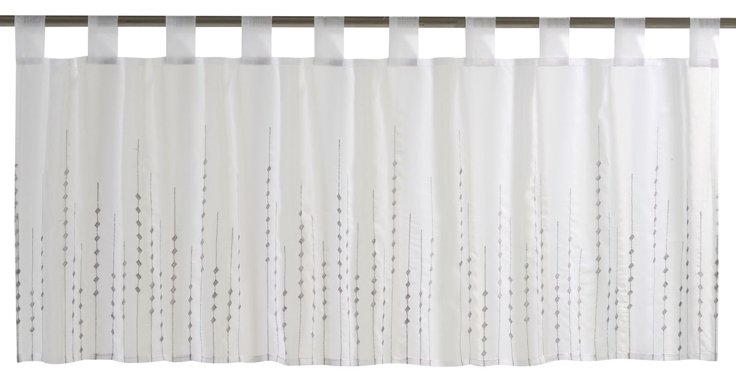 Elbersdrucke Helio 07 Bistro Curtain Polyester 48 x 140 cm White/Grey