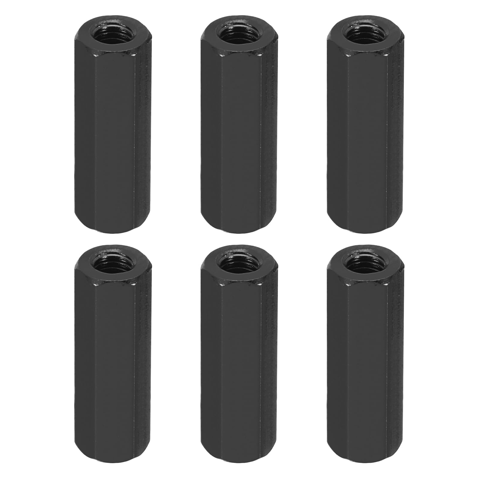 PATIKIL M3 Hex Nuts, 6pcs Aluminum 22mm L Female Metal Spacer Screw Standoff for M3 Screw Bolts, Black