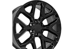 OE WHEELS LLC OE Wheels CV98B 22 Inch Rim Fits Silverado 1500 Snowflake Style 6x139.7 22x9 Gloss Black - Hollander 5668 (1)