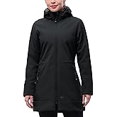33,000ft Women's Waterproof Softshell Long Rain Jacket with Hood Fleece Lined Windproof Windbreaker