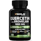 Quercetin + Bromelain 1,300mg – Quercetin: 95% - Highly Purified and Highly Bioavailable Plus Bromelain 2,400 GDU/g - Made in USA | 120 Caps
