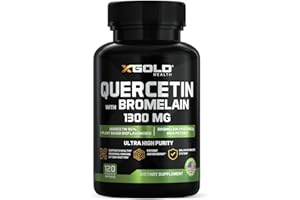 X GOLD HEALTH Quercetin + Bromelain 1,300mg – Quercetin: 95% - Highly Purified and Highly Bioavailable Plus Bromelain 2,400 GDU/g - Made in USA | 120 Caps