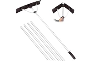 NLDD Snow Rake for House Roof Telescoping - Up to 20 ft Standing Reach Snow Removal Pre-Assembled Blade Extendable Snow Brush, Lightweight Alluminum, Sectional Poles Design