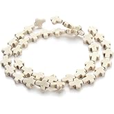 Linsoir Beads Small White Magnesite Turquoise Cross Beads Semi Precious Stone Beads Approx.36pcs/Strand 0.8CMX1CM