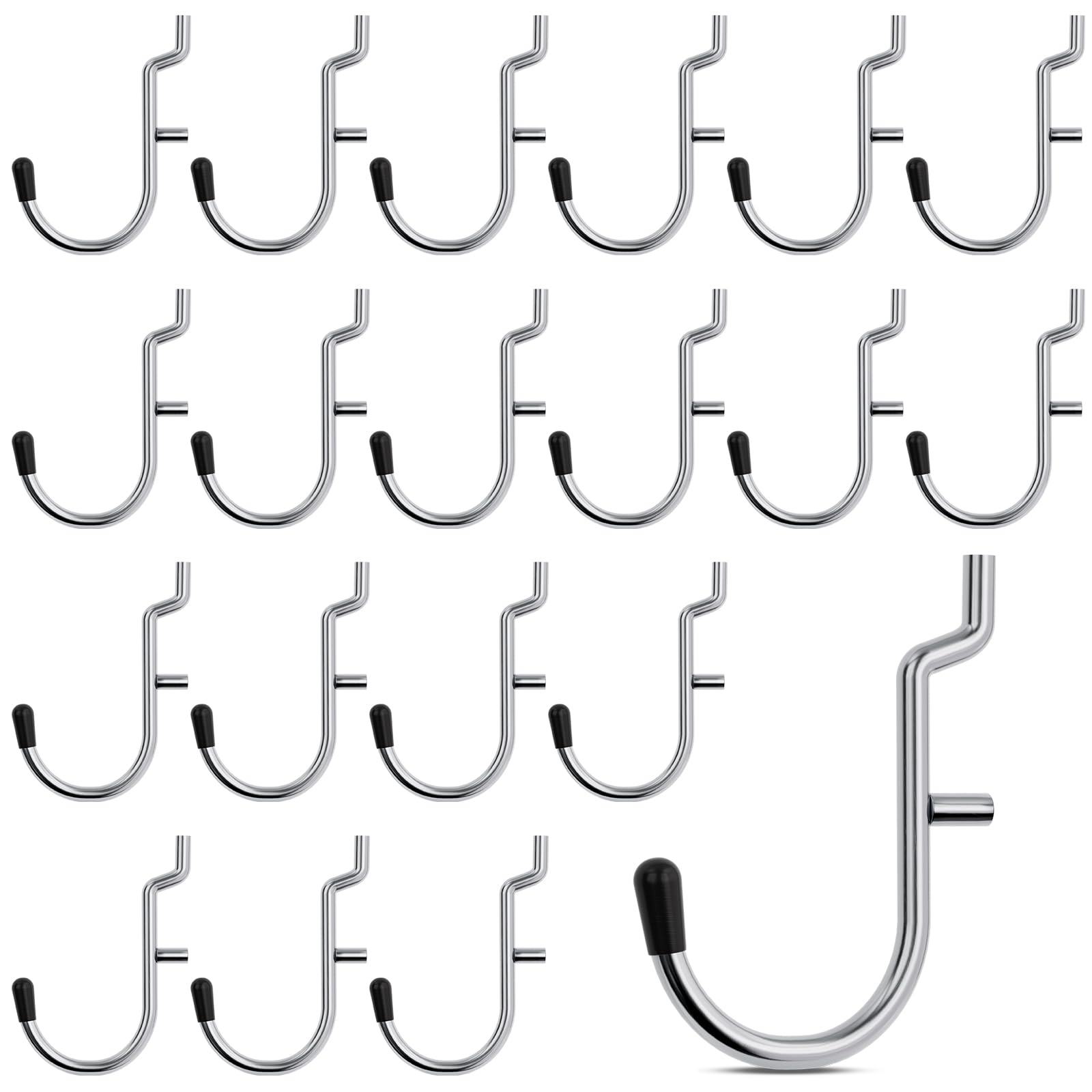 Photo 1 of INCLY 1/4 Inch Pegboard Hooks, 100PCS Heavy Duty Metal Pegboard J Hooks Accessories with Peg Locks & Rubber Tipped, Peg Board Tool Hangers Fit 1/4" Pegboard for Wall Hanging Tools or Display Jewelry