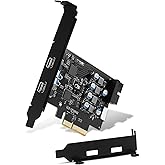 10Gbps PCIE USB C Card 4-Ports 2X Type-C, with Internal Type E and 19 Pin | USB Header Expansion Card, PCI Express 3.0 x4 Front Panel Adapter for Desktop PC, Workstations, SSD Enclosures, File Backup