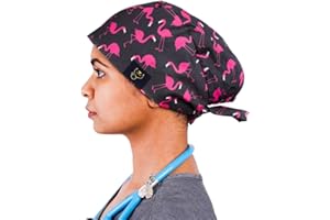 DR. WOOF APPAREL Scrub Caps for Women & Men - Tie Back & Ponytail Hat - Washable & Breathable Material - Surgical Cap for Nurse, Doctor, Vet
