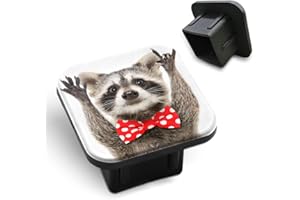Tnomchey Raccoon Hitch Plug Cover Animal Funny Showing A Rock Gesture Grey Feather Happy 2 Inch Tow Hitch Cover Tube Cover Plug Cap Rubber Compatible with Most Auto Cars Trucks for 2 Inch Receivers