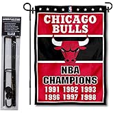 Chicago Bulls 6 Time Champions Garden Flag and Pole Stand Holder