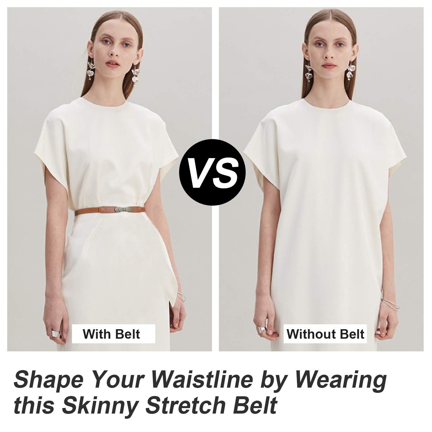 Women Skinny Elastic Stretch Belt for Dresses Retro Ladies Waist Cinch Thin Belt By JasGood