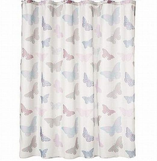 Amazon Com Home Classics Butterfly Fabric Shower Curtain Blue