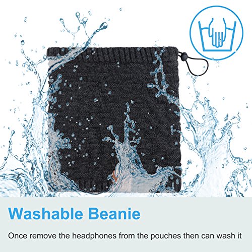 Rotibox 2IN1 Washable Winter Mens Womens Trendy Bluetooth Beanie Hat Scarf Wireless Stereo Headphones Mic Hands Free Rechargeable Battery Compatible with Cell Phones,iPhone,Android,Laptops - Black - Thumbnail 7