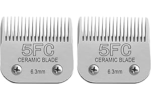 ZZYZSFUS Detachable Pet Dog Clipper Blades, Compatible with Size-5FC(6.3mm), Most Oster A5, KM Series Clippers,Made of Ceramic Blade & Stainless Steel Blade 2Pack