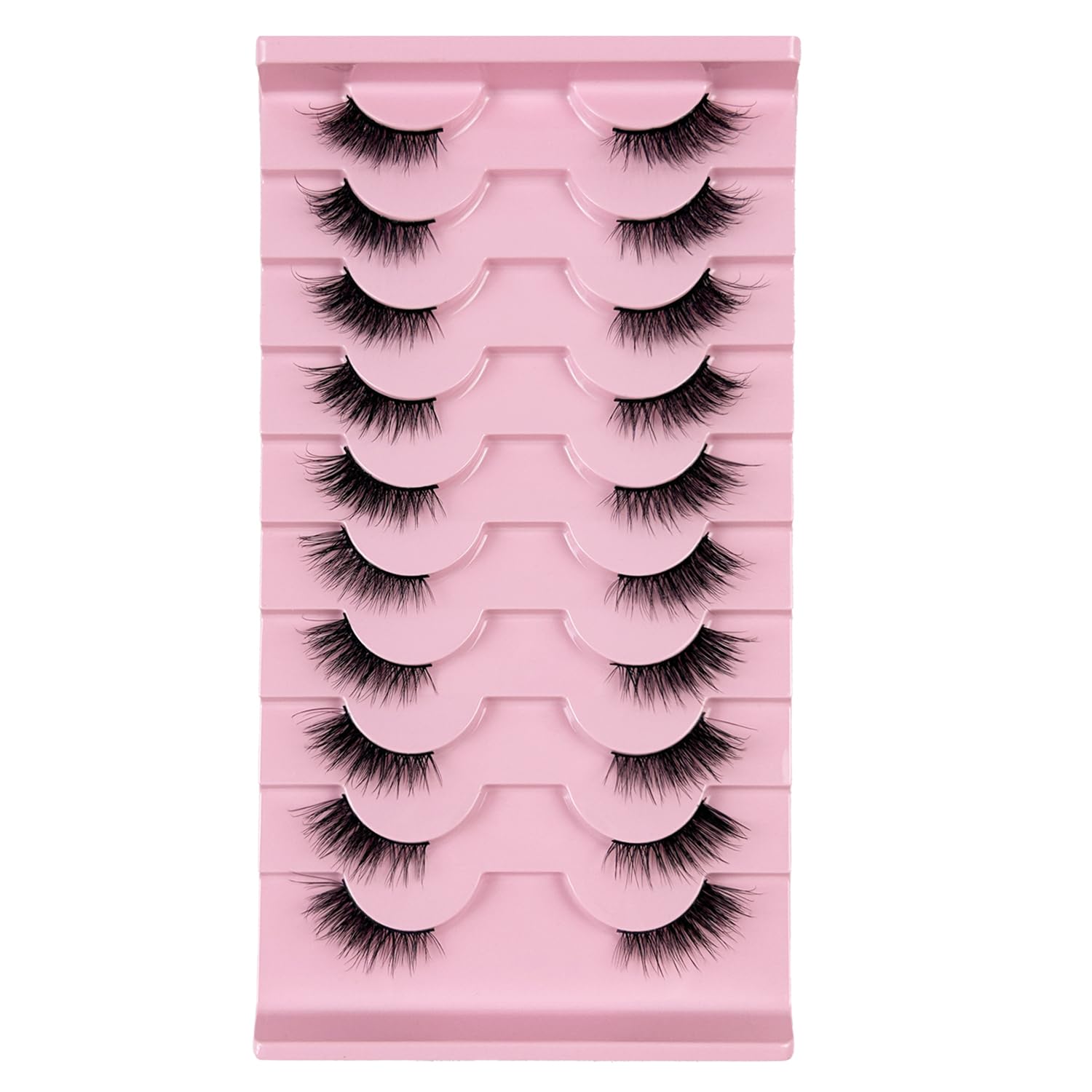 Selawasty Half Lashes: Multi-layers Wispy Cat Eye 3D False Eyelashes - Fluffy Soft Soft, Short & Long Lengths - Faux Mink Material - 10 Pairs Pack