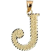 10k Yellow Gold Initial Letter J Charm Pendant, 1.25"