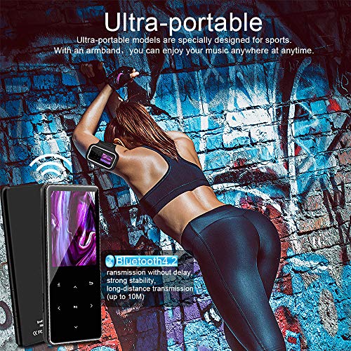 MP3, 16 Plus 32GB Large Memory MP3 Player with Bluetooth 4.2, Portable HiFi Stereo Sound MP3 Music Player with 2.4 Inch Screen, FM Radio/Voice Recording/Armband/Earphone, Built-in Speaker[Grc]