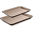 NutriChef Nonstick Cookie Sheet Baking Pan | 2pc Large and Medium Metal Oven Baking Tray - Professional Quality Kitchen Cooki