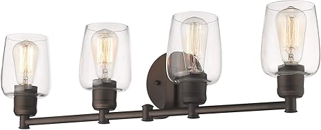 Emliviar 4 Light Bathroom Vanity Light Oil Rubbed Bronze Finish With Clear Glass Shade 6005 4 Orb Amazon Com
